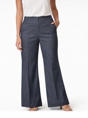 ANTONIO MELANI Navy Blue Wide Leg Trousers High Waist Stretch Women’s Size 14